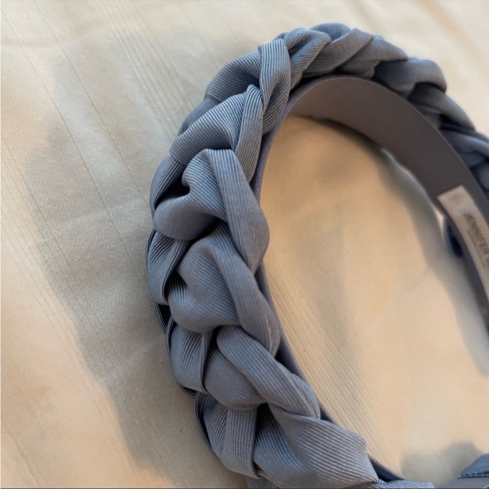 Jennifer Behr Braided Fabric Headband in Dusty Blue